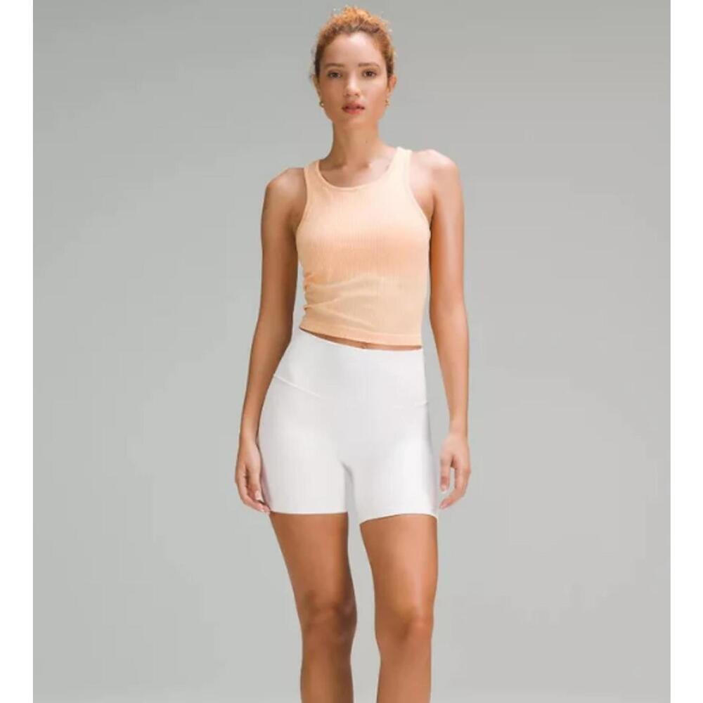 NWT Lululemon Ebb to Street Cropped Racerback Tank Size 4 Peach Bellini